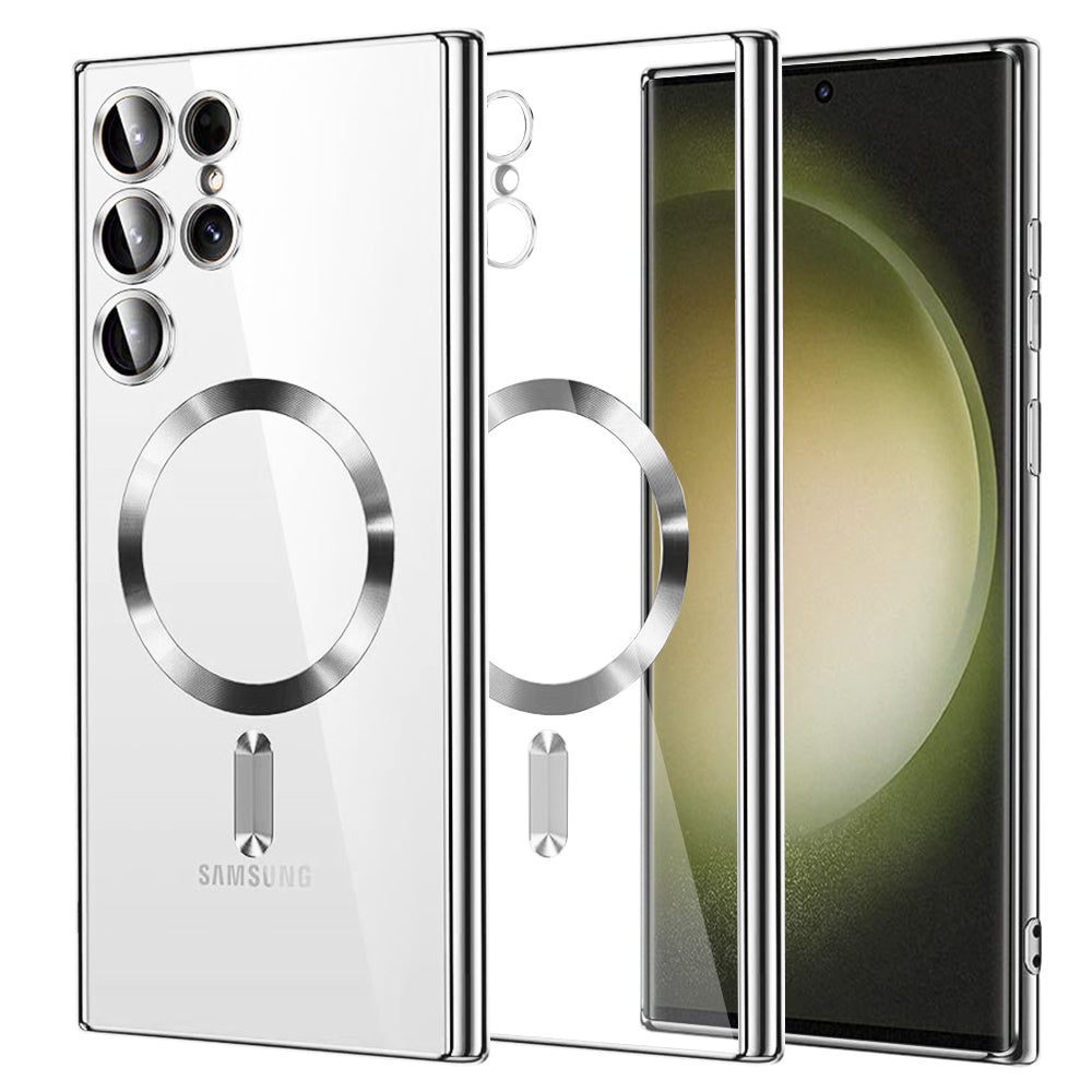 Coque MagSafe pour Samsung Galaxy S23 Ultra S918, Techsuit, Luxury Crystal, Argentée