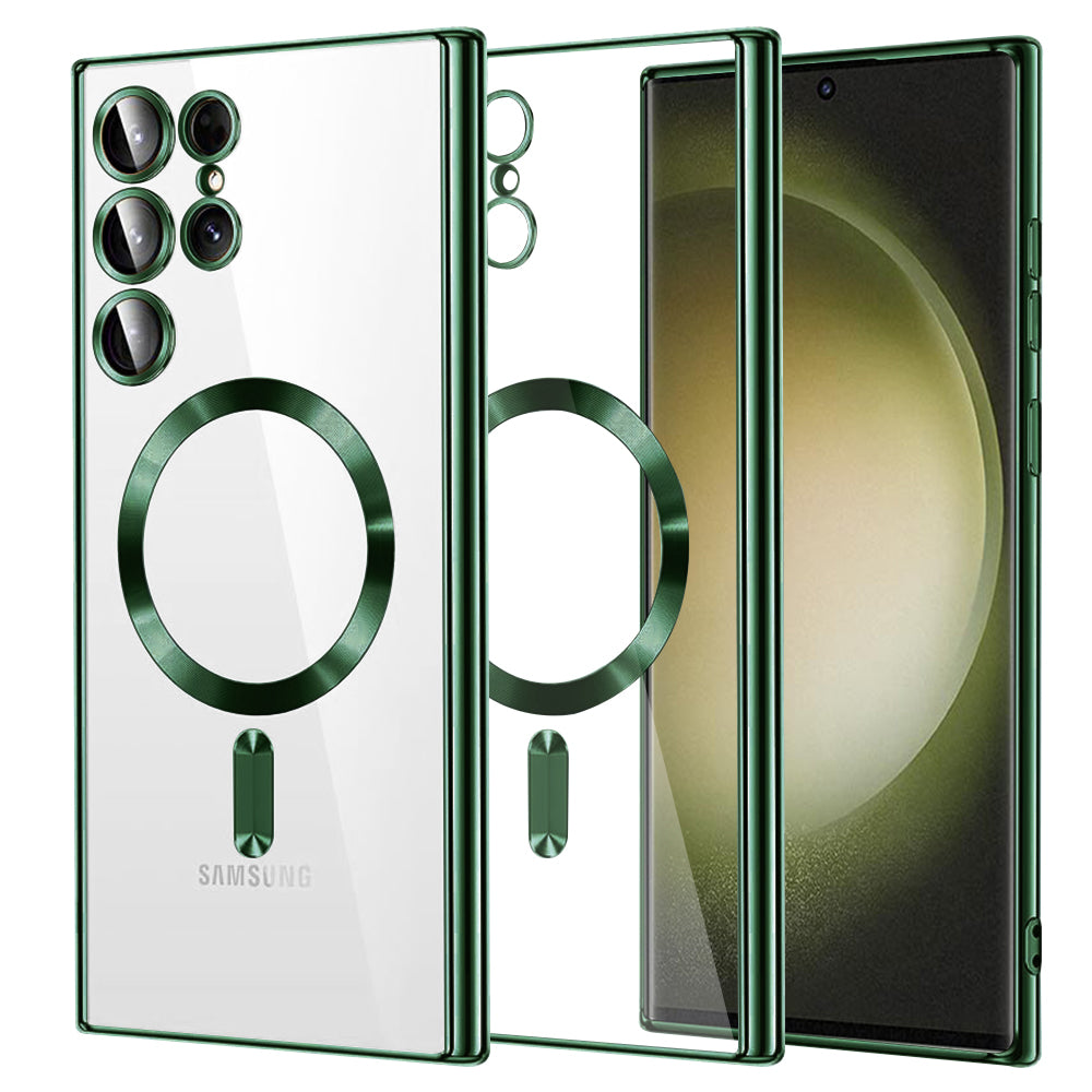 Coque MagSafe pour Samsung Galaxy S23 Ultra S918, Techsuit, Luxury Crystal, Vert Foncé