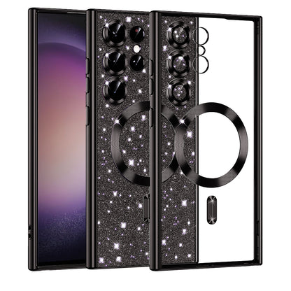 Coque MagSafe pour Samsung Galaxy S23 Ultra S918, Techsuit, Luxury Glitter, Noire