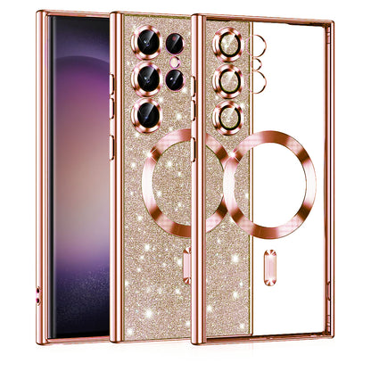 Coque MagSafe pour Samsung Galaxy S23 Ultra S918, Techsuit, Luxury Glitter, Rose Doré