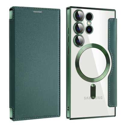 Coque MagSafe pour Samsung Galaxy S23 Ultra S918, Techsuit, SmartMag Book, Vert
