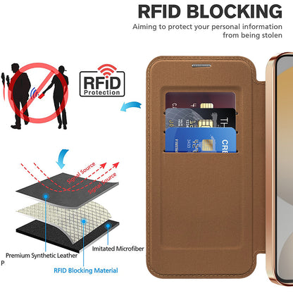 MagSafe Case for Samsung Galaxy S24 FE S721, Techsuit, SmartMag Book, Brown