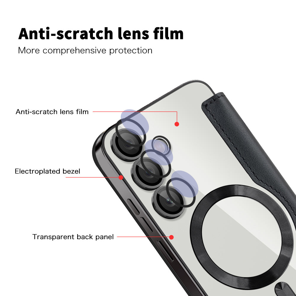 MagSafe Case for Samsung Galaxy S24 FE S721, Techsuit, SmartMag Book, Black
