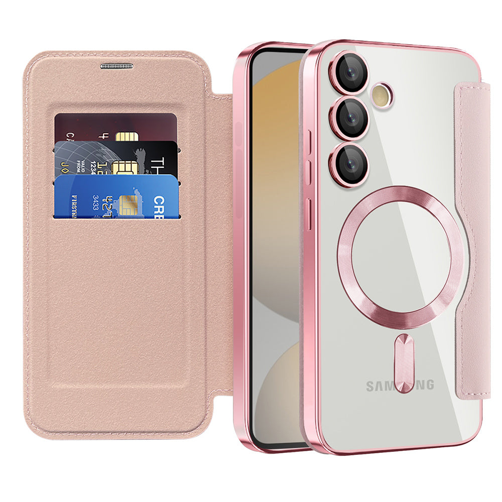 Coque MagSafe pour Samsung Galaxy S24 FE S721, Techsuit, SmartMag Book, Rose