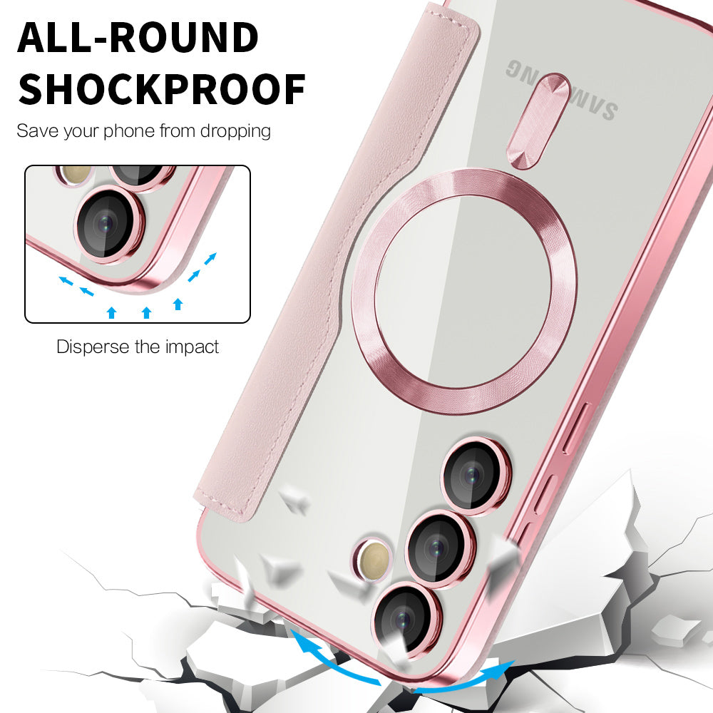 Coque MagSafe pour Samsung Galaxy S24 FE S721, Techsuit, SmartMag Book, Rose