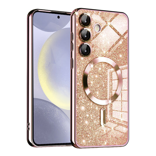 MagSafe-Hülle für Samsung Galaxy S24+ S926, Techsuit, Luxury Glitter, Roségold