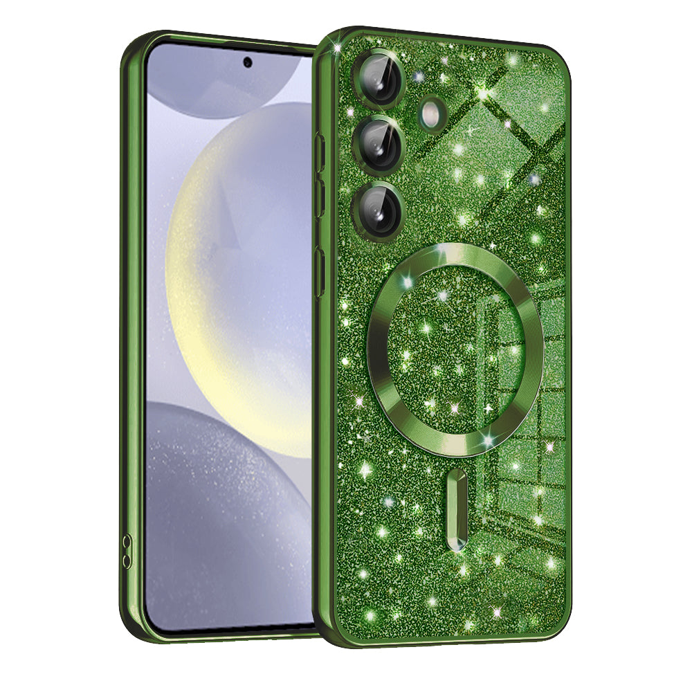 MagSafe-Hülle für Samsung Galaxy S24+ S926, Techsuit, Luxury Glitter, Dunkelgrün
