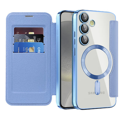 Coque MagSafe pour Samsung Galaxy S24+ S926, Techsuit, SmartMag Book, Bleu