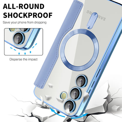 Coque MagSafe pour Samsung Galaxy S24+ S926, Techsuit, SmartMag Book, Bleu