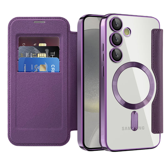 Coque MagSafe pour Samsung Galaxy S24+ S926, Techsuit, SmartMag Book, Violet