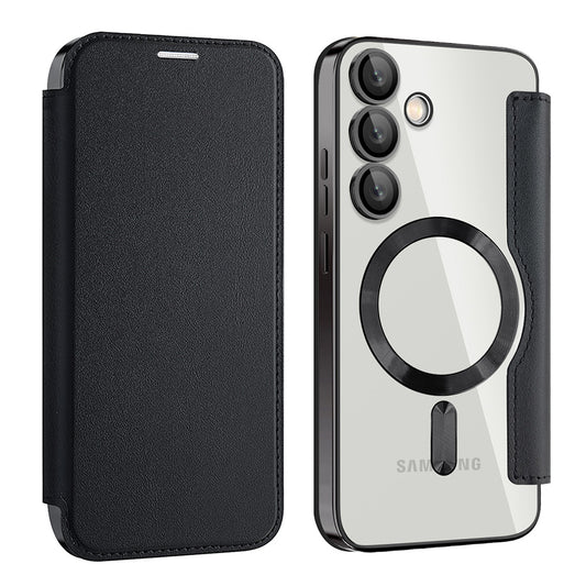 Coque MagSafe pour Samsung Galaxy S24+ S926, Techsuit, SmartMag Book, Noire