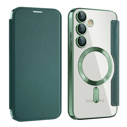 Coque MagSafe pour Samsung Galaxy S24+ S926, Techsuit, SmartMag Book, Vert