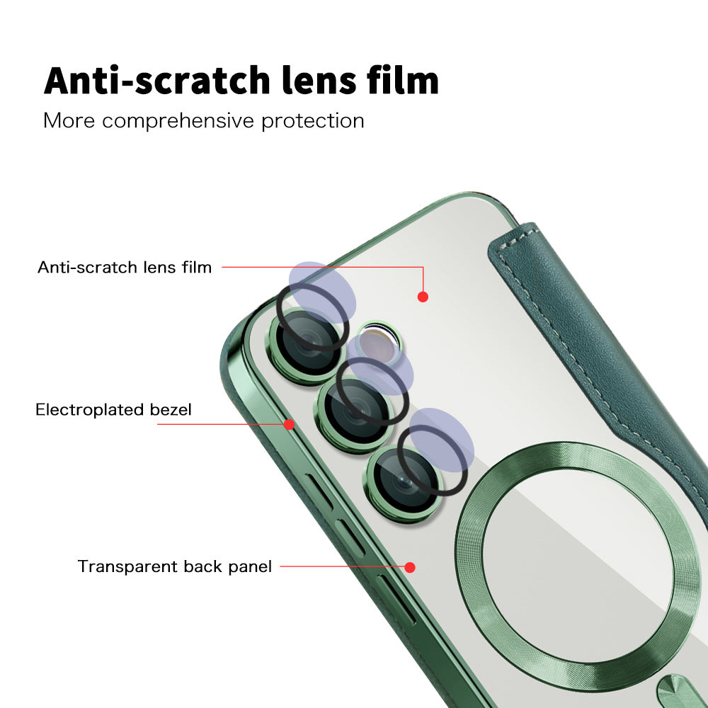 Coque MagSafe pour Samsung Galaxy S24+ S926, Techsuit, SmartMag Book, Vert