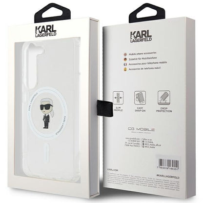 Housse MagSafe pour Samsung Galaxy S24 S921, Karl Lagerfeld, IML Ikonik Karl, Transparente