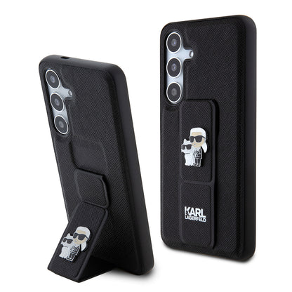 MagSafe Case for Samsung Galaxy S24 S921, Karl Lagerfeld, Saffiano Gripstand Karl & Choupette, Black