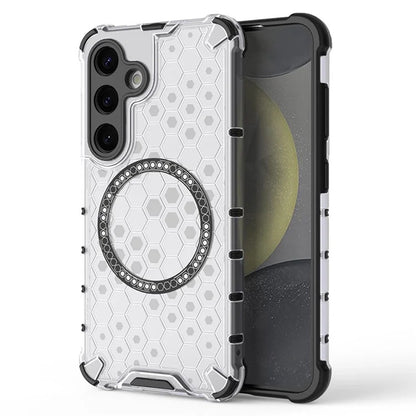 Coque MagSafe pour Samsung Galaxy S24 S921, Techsuit, HoneyComb Shield, Blanche
