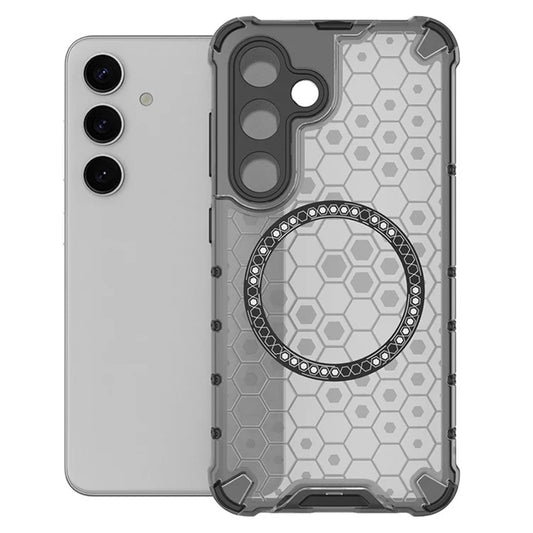 Coque MagSafe pour Samsung Galaxy S24 S921, Techsuit, HoneyComb Shield, Noire