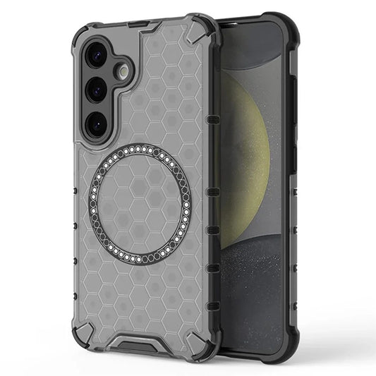 Coque MagSafe pour Samsung Galaxy S24 S921, Techsuit, HoneyComb Shield, Noire