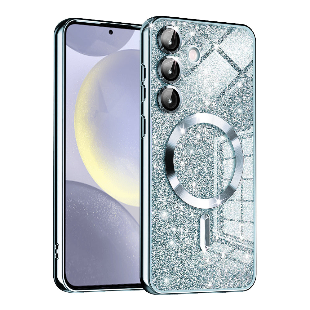 Coque MagSafe pour Samsung Galaxy S24 S921, Techsuit, Luxury Glitter, Bleu
