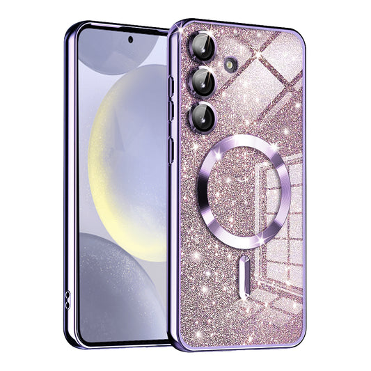 Coque MagSafe pour Samsung Galaxy S24 S921, Techsuit, Luxury Glitter, Violet Clair