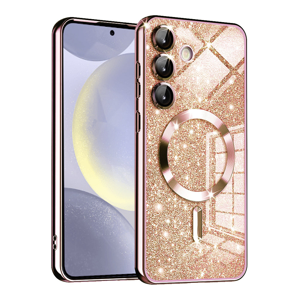 MagSafe-Hülle für Samsung Galaxy S24 S921, Techsuit, Luxury Glitter, Roségold
