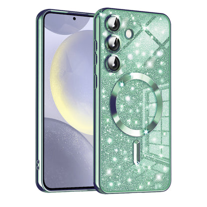 MagSafe-Hülle für Samsung Galaxy S24 S921, Techsuit, Luxury Glitter, Hellgrün