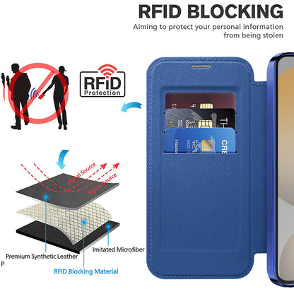 Coque MagSafe pour Samsung Galaxy S24 S921, Techsuit, SmartMag Book, Bleue