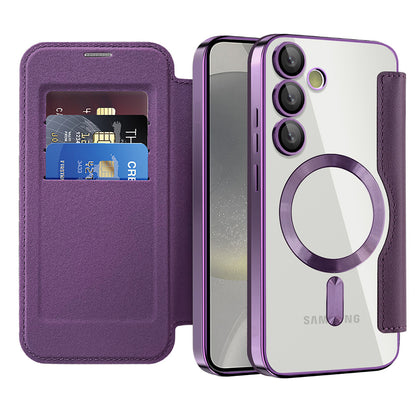 Coque MagSafe pour Samsung Galaxy S24 S921, Techsuit, SmartMag Book, Violet