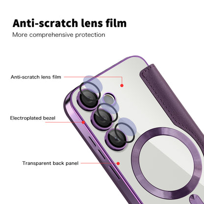 Coque MagSafe pour Samsung Galaxy S24 S921, Techsuit, SmartMag Book, Violet