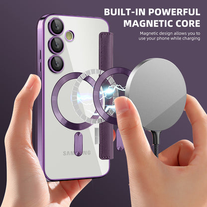 Coque MagSafe pour Samsung Galaxy S24 S921, Techsuit, SmartMag Book, Violet