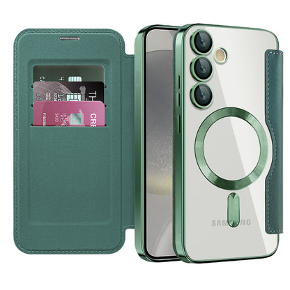 Coque MagSafe pour Samsung Galaxy S24 S921, Techsuit, SmartMag Book, Vert