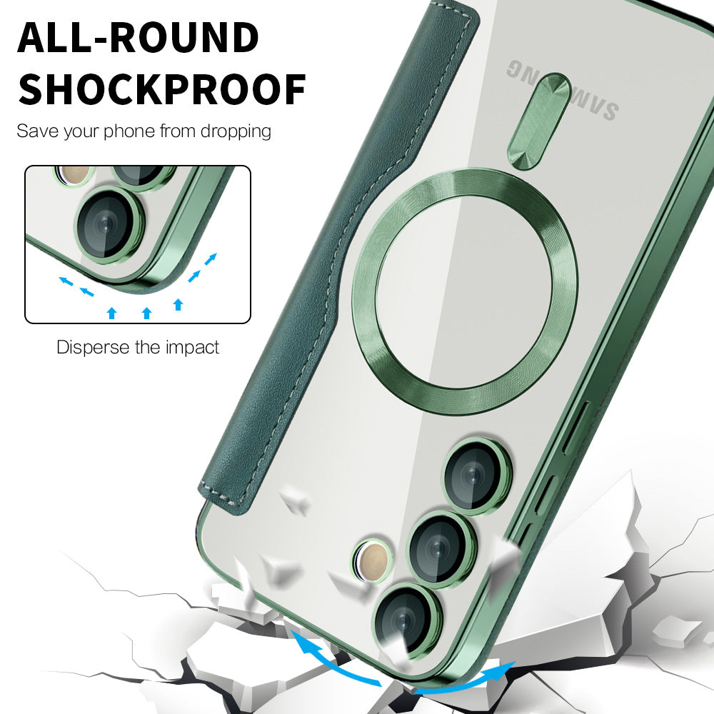 Coque MagSafe pour Samsung Galaxy S24 S921, Techsuit, SmartMag Book, Vert