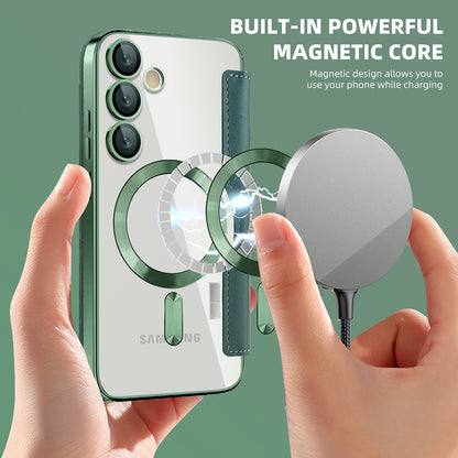 Coque MagSafe pour Samsung Galaxy S24 S921, Techsuit, SmartMag Book, Vert