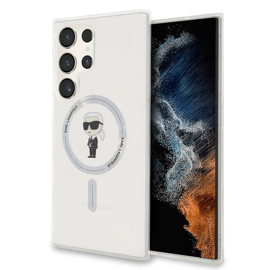 Étui MagSafe pour Samsung Galaxy S24 Ultra S928, Karl Lagerfeld, IML Ikonik Karl, Transparent