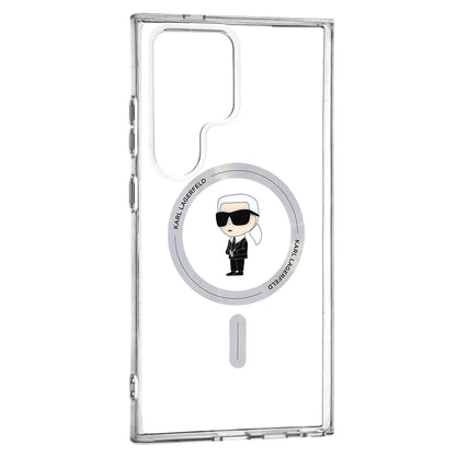 MagSafe Hülle für Samsung Galaxy S24 Ultra S928, Karl Lagerfeld, IML Ikonik Karl, Transparent