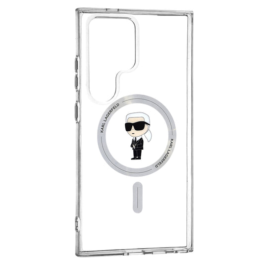 Étui MagSafe pour Samsung Galaxy S24 Ultra S928, Karl Lagerfeld, IML Ikonik Karl, Transparent