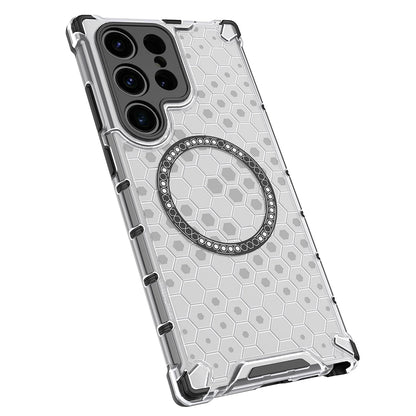 Coque MagSafe pour Samsung Galaxy S24 Ultra S928, Techsuit, HoneyComb Shield, Blanche
