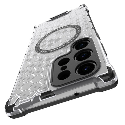 Coque MagSafe pour Samsung Galaxy S24 Ultra S928, Techsuit, HoneyComb Shield, Blanche