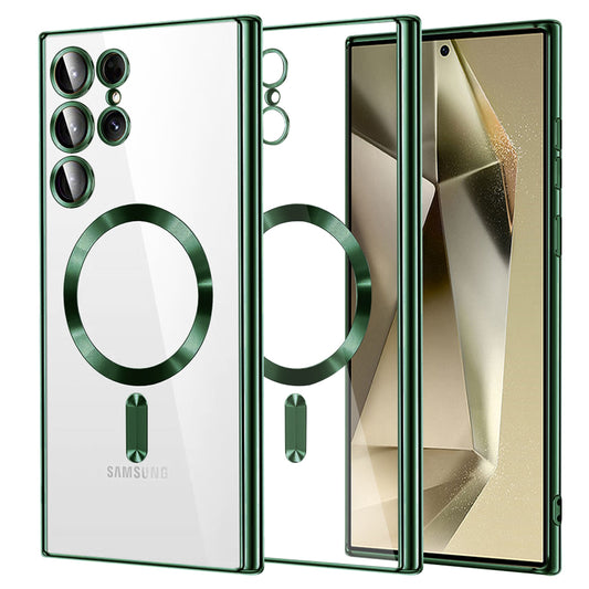 Coque MagSafe pour Samsung Galaxy S24 Ultra S928, Techsuit, Luxury Crystal, Vert Foncé