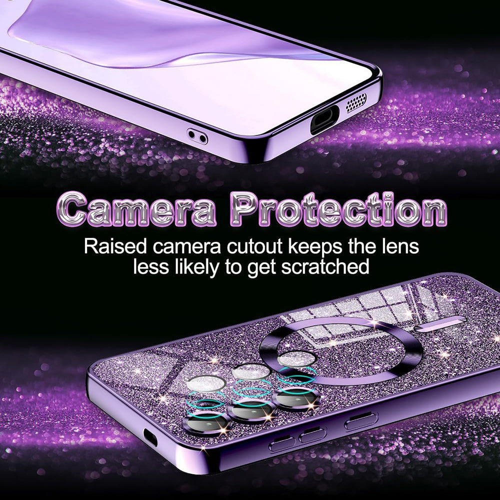 MagSafe-Hülle für Samsung Galaxy S24 Ultra S928, Techsuit, Luxury Glitter, Hellviolett