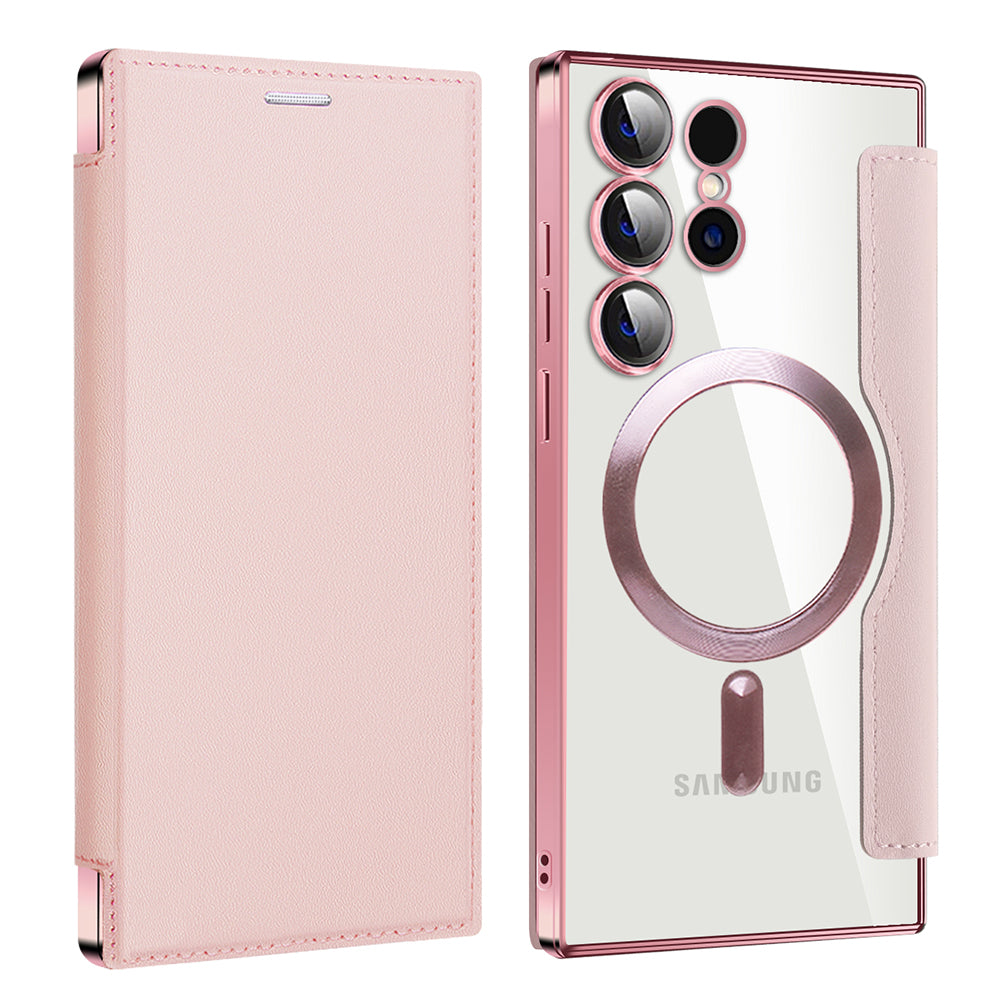 Coque MagSafe pour Samsung Galaxy S24 Ultra S928, Techsuit, SmartMag Book, Rose