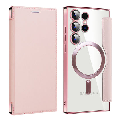 Coque MagSafe pour Samsung Galaxy S24 Ultra S928, Techsuit, SmartMag Book, Rose