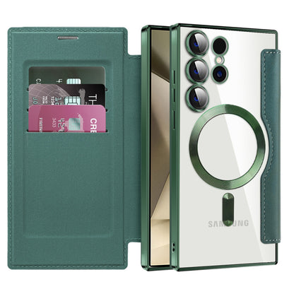 Coque MagSafe pour Samsung Galaxy S24 Ultra S928, Techsuit, SmartMag Book, Vert