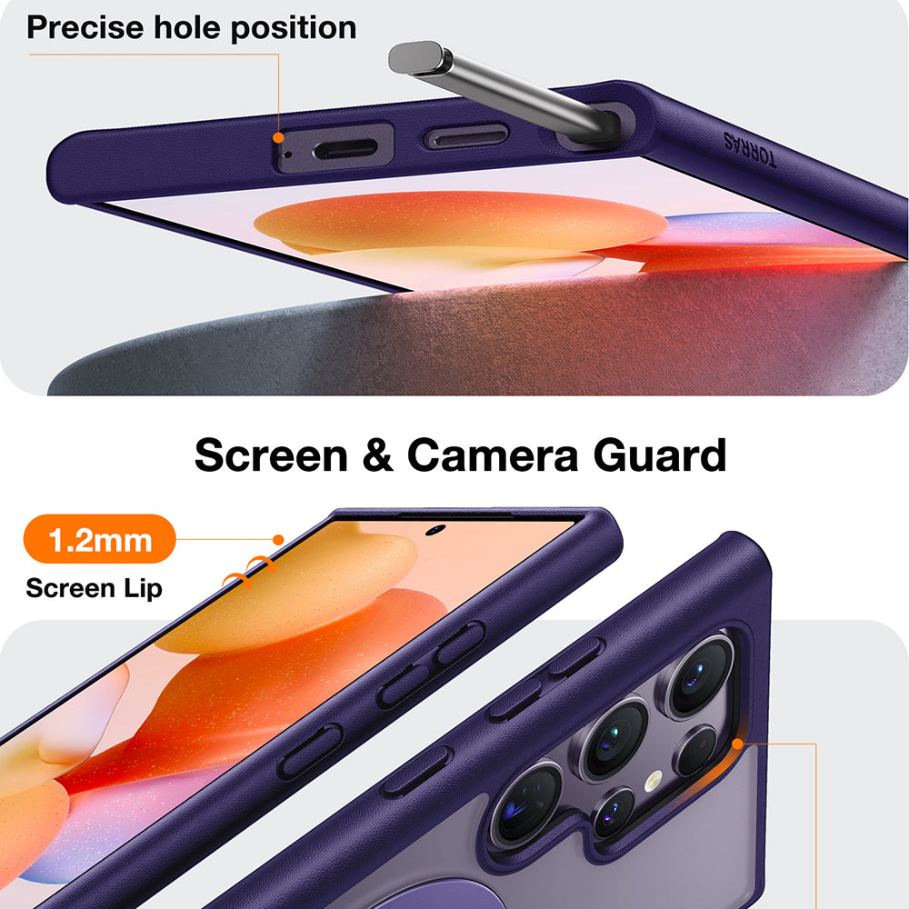 Coque MagSafe pour Samsung Galaxy S24 Ultra S928, Torras, Ostand Spin, Violet