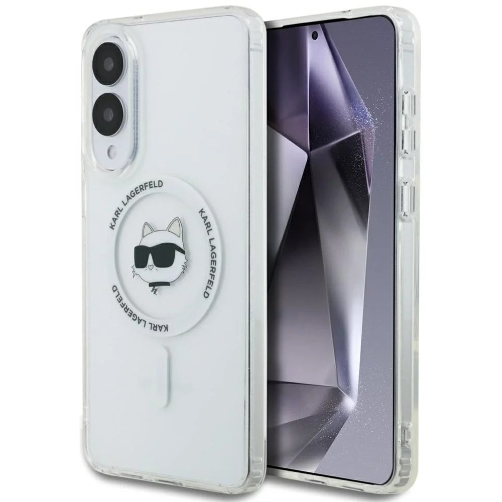 Coque MagSafe pour Samsung Galaxy S25 Edge S937, Karl Lagerfeld, IML Choupette's Head, Blanche