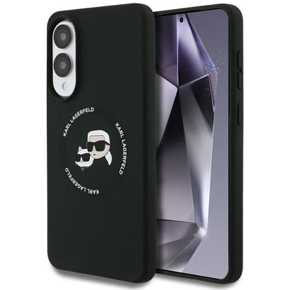 Étui MagSafe pour Samsung Galaxy S25 Edge S937, Karl Lagerfeld, Silicone Double Heads, Noir