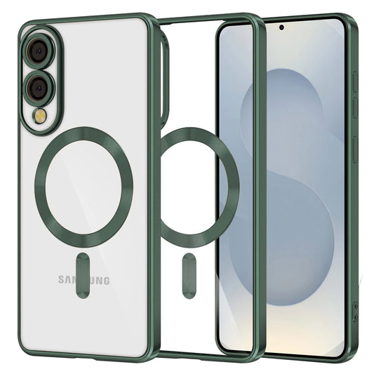 Coque MagSafe pour Samsung Galaxy S25 Edge S937, Techsuit, Luxury Crystal, Vert Foncé