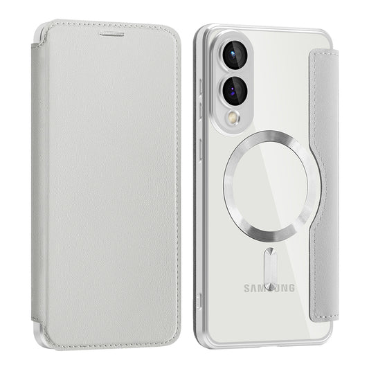 Coque MagSafe pour Samsung Galaxy S25 Edge S937, Techsuit, SmartMag Book, Gris