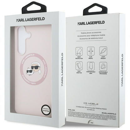 MagSafe Case for Samsung Galaxy S25 FE, Karl Lagerfeld, Silicone Karl & Choupette's Heads, Pink