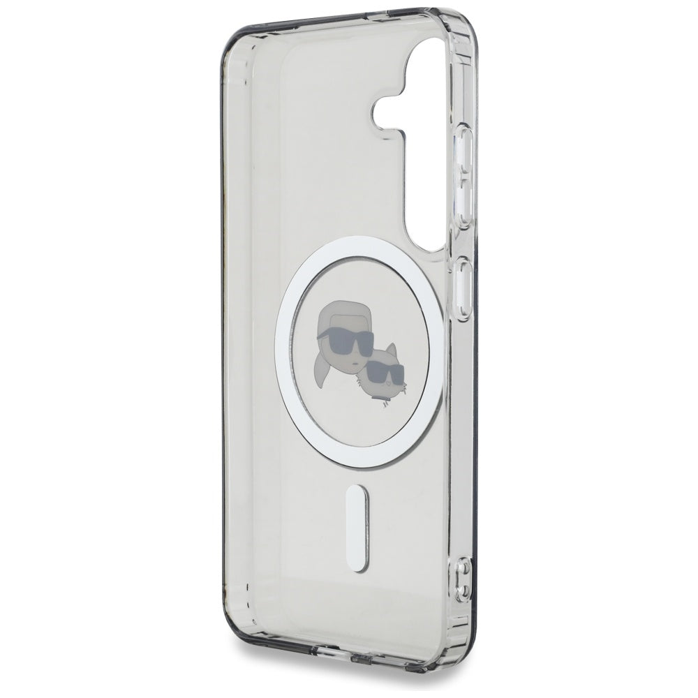 Étui MagSafe pour Samsung Galaxy S25+ S936, Karl Lagerfeld, IML Métal Karl & Choupette's Heads, Noir